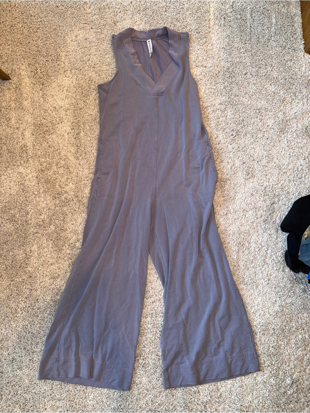 Athleta Sleeveless V-Neck Wide-Leg purple Jumpsuit